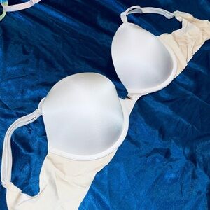 Victoria's Secret Satin Gray Bra with V front monogram